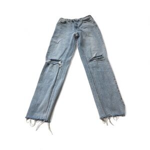 Casual Light Blue Straight Leg Jeans